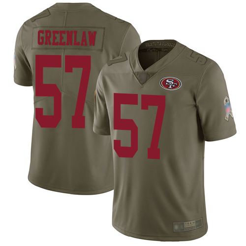 San Francisco 49ers Limited Olive Men Dre Greenlaw NFL Jersey #57 2017 Salute to Service
